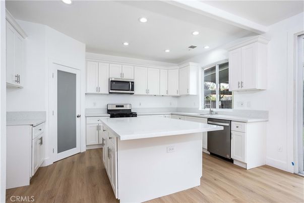 Interior, Kitchen, Recessed Lighting, Wood Texture Flooring