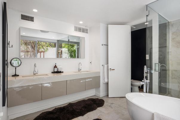 Bathroom, Dual Sink Vanities, Free Standing Baths, Glass Shower, Interior, Recessed Lighting