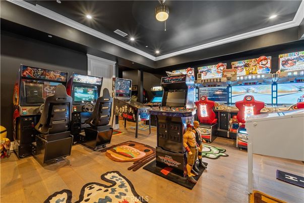 Game Room, Interior, Recessed Lighting, Wood Texture Flooring