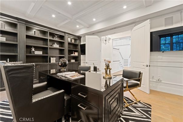 Home Office, Interior, Recessed Lighting, Wood Texture Flooring