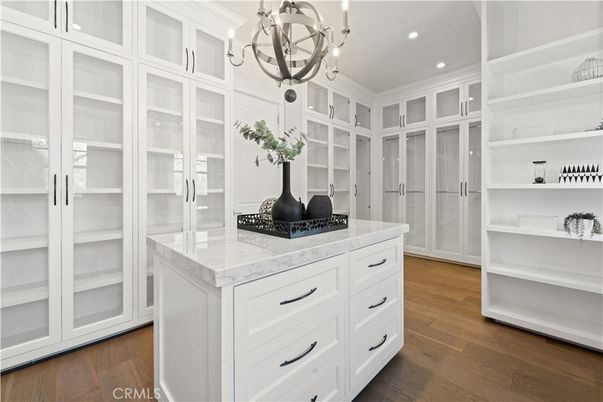 Chandelier, Interior, Recessed Lighting, Walk-in Closets, Wood Texture Flooring