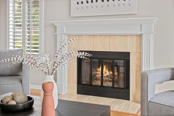 Fireplace, Interior, Wood Texture Flooring