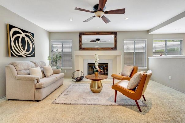 Fireplace, Interior, Living room, Recessed Lighting