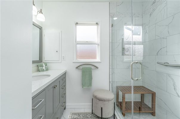 Bathroom, Glass Shower, Interior, Marble Walls