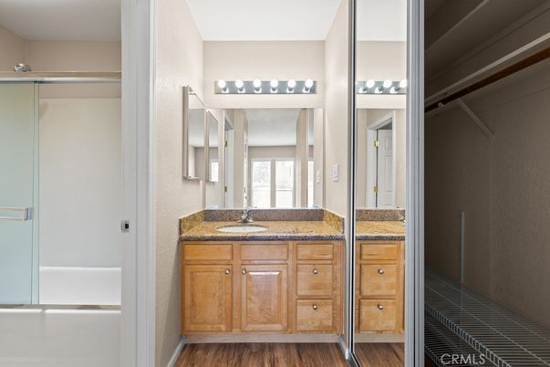 Bathroom, Glass Shower, Interior, Wood Texture Flooring