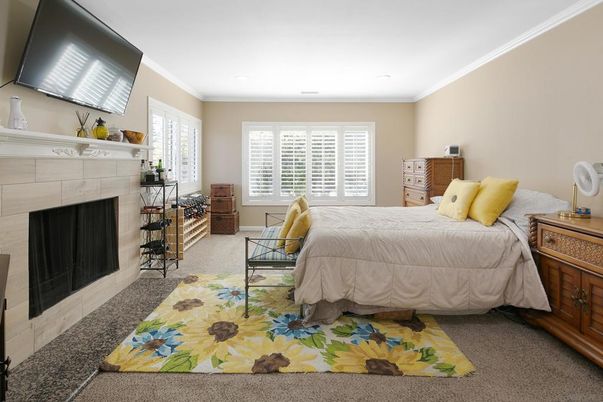 Bedroom, Fireplace, Interior, Recessed Lighting