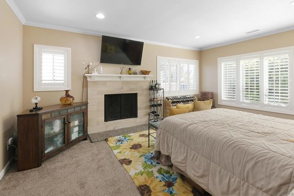 Bedroom, Fireplace, Interior, Recessed Lighting