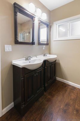 Bathroom, Dual Sink Vanities, Interior, Wood Texture Flooring