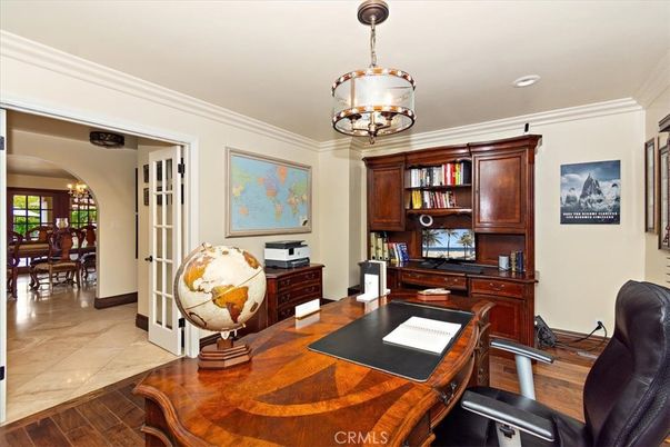 Chandelier, Home Office, Interior, Wood Texture Flooring