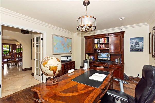 Chandelier, Home Office, Interior, Wood Texture Flooring