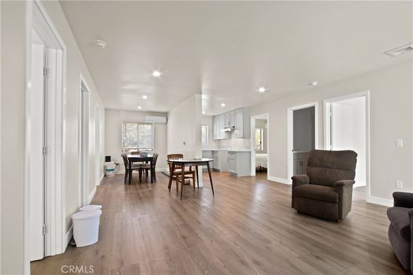 Dining room, Interior, Kitchen, Recessed Lighting, Wood Texture Flooring
