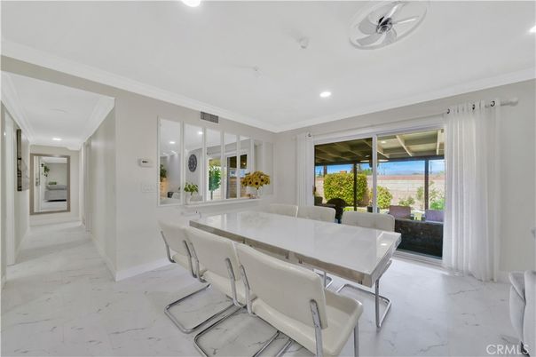 Dining room, Interior, Marble, Recessed Lighting