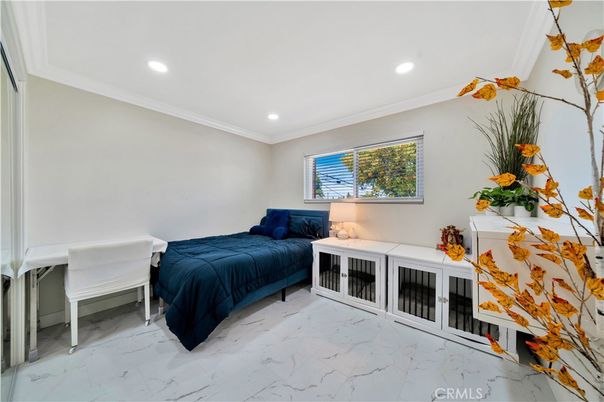 Bedroom, Interior, Marble, Recessed Lighting