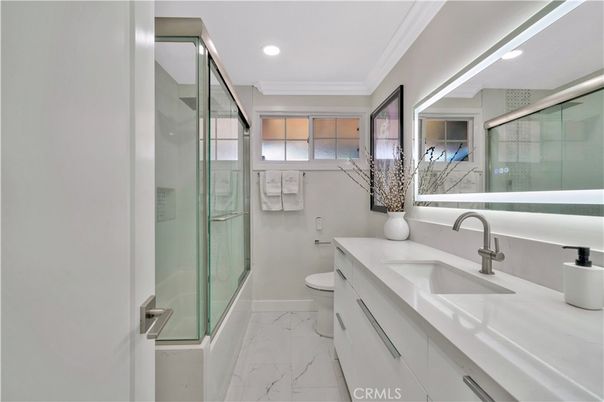 Bathroom, Glass Shower, Interior, Marble, Recessed Lighting