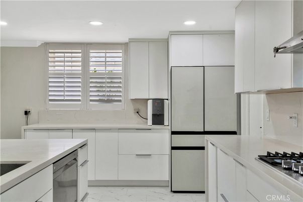 Interior, Kitchen, Marble, Recessed Lighting, Stainless Steel Appliances