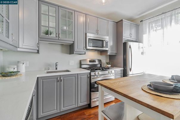 Interior, Kitchen, Stainless Steel Appliances, Wood Texture Flooring