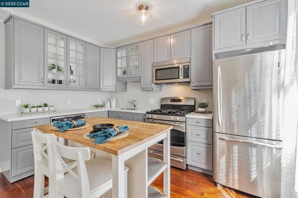 Interior, Kitchen, Stainless Steel Appliances, Wood Texture Flooring
