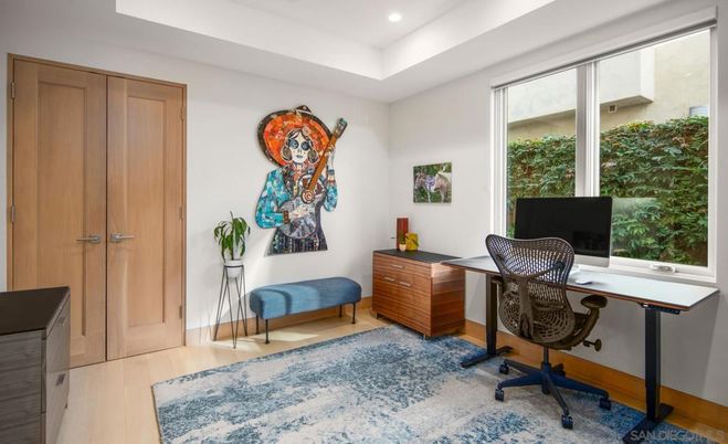 Home Office, Interior, Recessed Lighting, Wood Texture Flooring