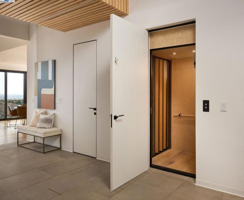 Elevator, Interior, Recessed Lighting, Wooden Walls
