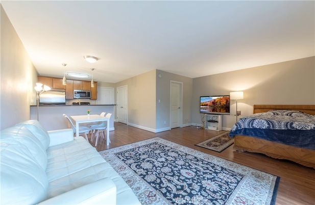 Bedroom, Dining room, Interior, Kitchen, Stainless Steel Appliances, Wood Texture Flooring