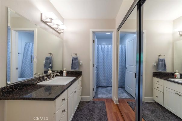 Bathroom, Dual Sink Vanities, Interior, Wood Texture Flooring