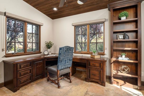 Home Office, Interior, Recessed Lighting, Wooden Ceilings