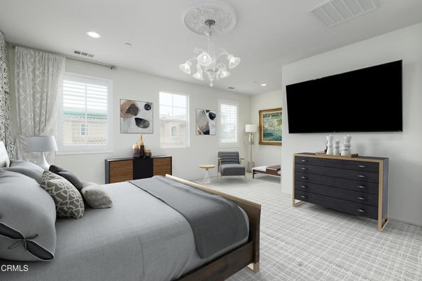 Bedroom, Chandelier, Interior, Recessed Lighting