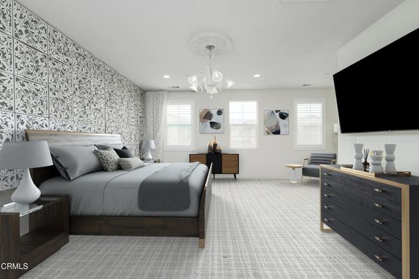 Bedroom, Chandelier, Interior, Recessed Lighting