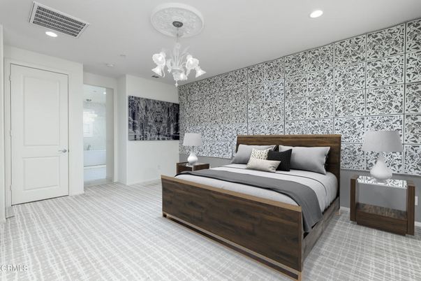 Bedroom, Chandelier, Interior, Recessed Lighting