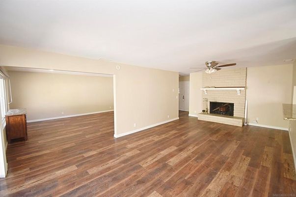 Empty room, Fireplace, Interior, Wood Texture Flooring