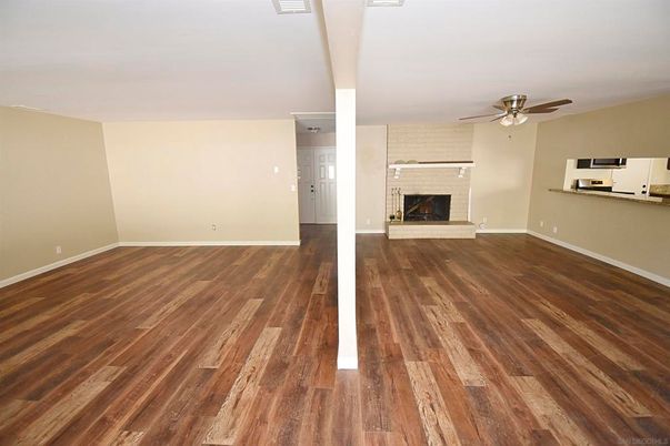 Empty room, Fireplace, Interior, Wood Texture Flooring
