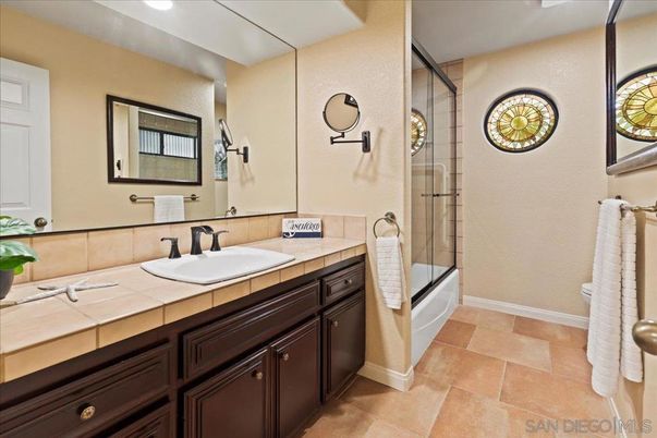 Bathroom, Glass Shower, Interior, Recessed Lighting, Tile Countertops