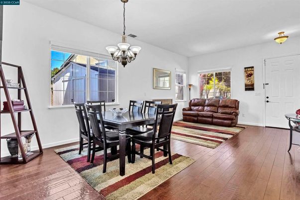 Chandelier, Dining room, Interior, Wood Texture Flooring
