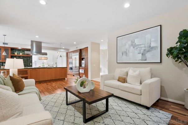 Interior, Kitchen, Living room, Pendant Lights, Recessed Lighting, Wood Texture Flooring