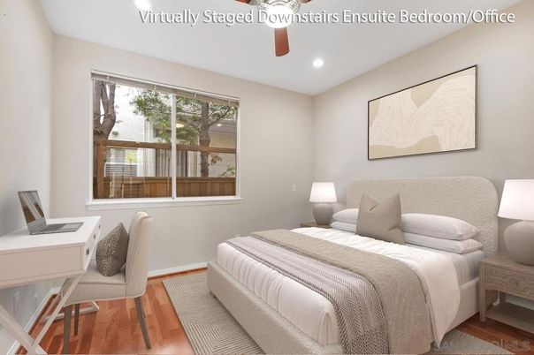 Bedroom, Home Office, Interior, Recessed Lighting, Wood Texture Flooring