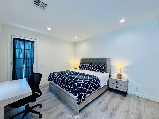 Bedroom, Home Office, Interior, Recessed Lighting, Wood Texture Flooring