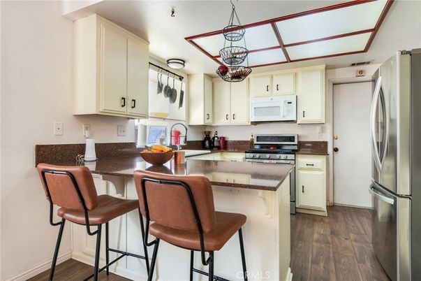 Interior, Kitchen, Pendant Lights, Stainless Steel Appliances, Wood Texture Flooring
