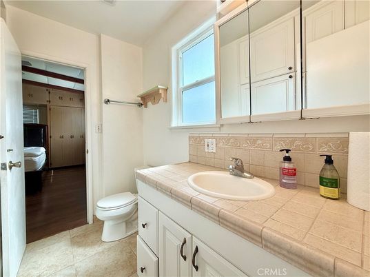 Bathroom, Interior, Tile Countertops, Wood Texture Flooring