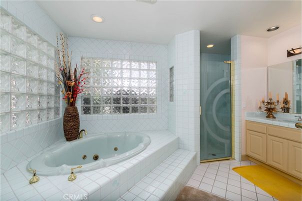 Bathroom, Glass Shower, Interior, Recessed Lighting, Tile Countertops