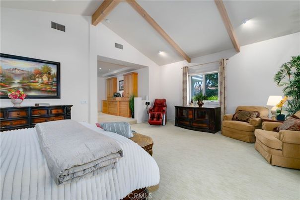 Bedroom, Interior, Recessed Lighting, Wooden Beams