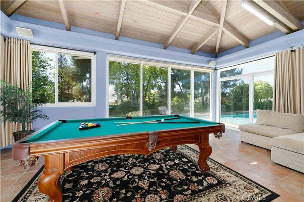 Billiard Table, Game Room, Interior, Wooden Ceilings