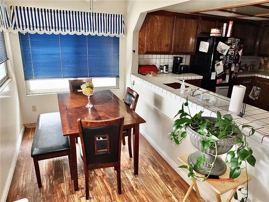 Dining room, Interior, Kitchen, Tile Countertops, Wood Texture Flooring