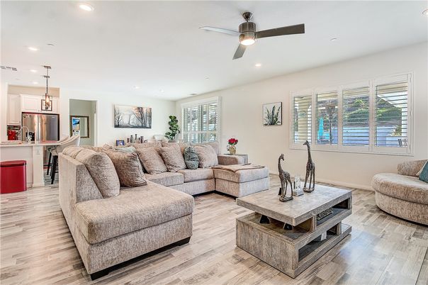 Interior, Kitchen, Living room, Pendant Lights, Recessed Lighting, Stainless Steel Appliances, Wood Texture Flooring