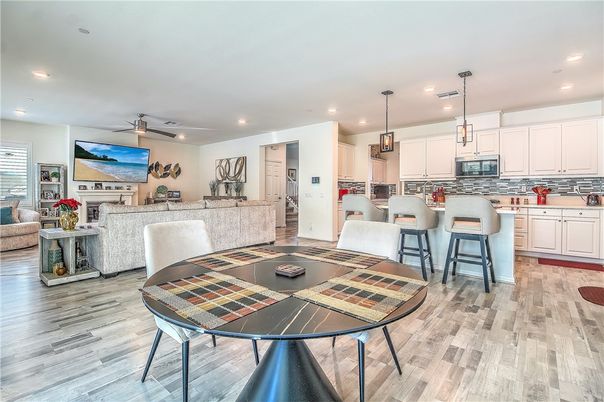 Interior, Kitchen, Living room, Pendant Lights, Recessed Lighting, Wood Texture Flooring