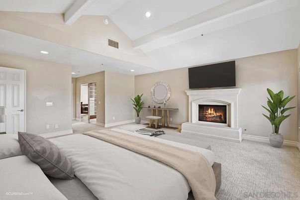 Bedroom, Fireplace, Interior, Recessed Lighting