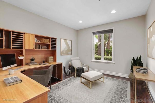 Home Office, Interior, Recessed Lighting, Wood Texture Flooring