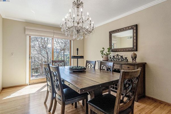 Chandelier, Dining room, Interior, Wood Texture Flooring