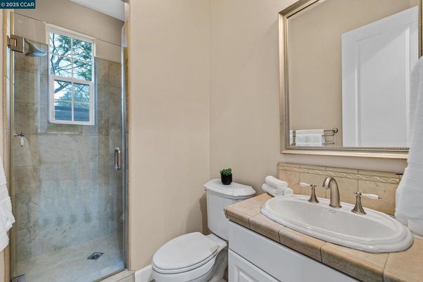 Bathroom, Glass Shower, Interior, Tile Countertops