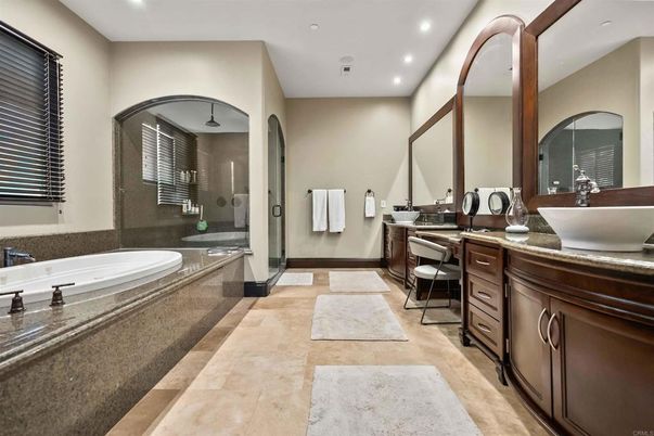 Bathroom, Dual Sink Vanities, Glass Shower, Interior, Recessed Lighting