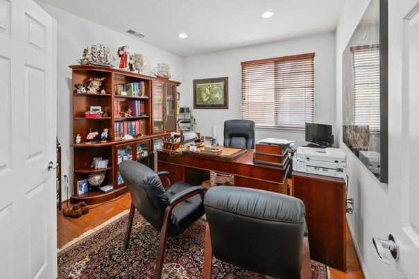 Home Office, Interior, Recessed Lighting, Wood Texture Flooring
